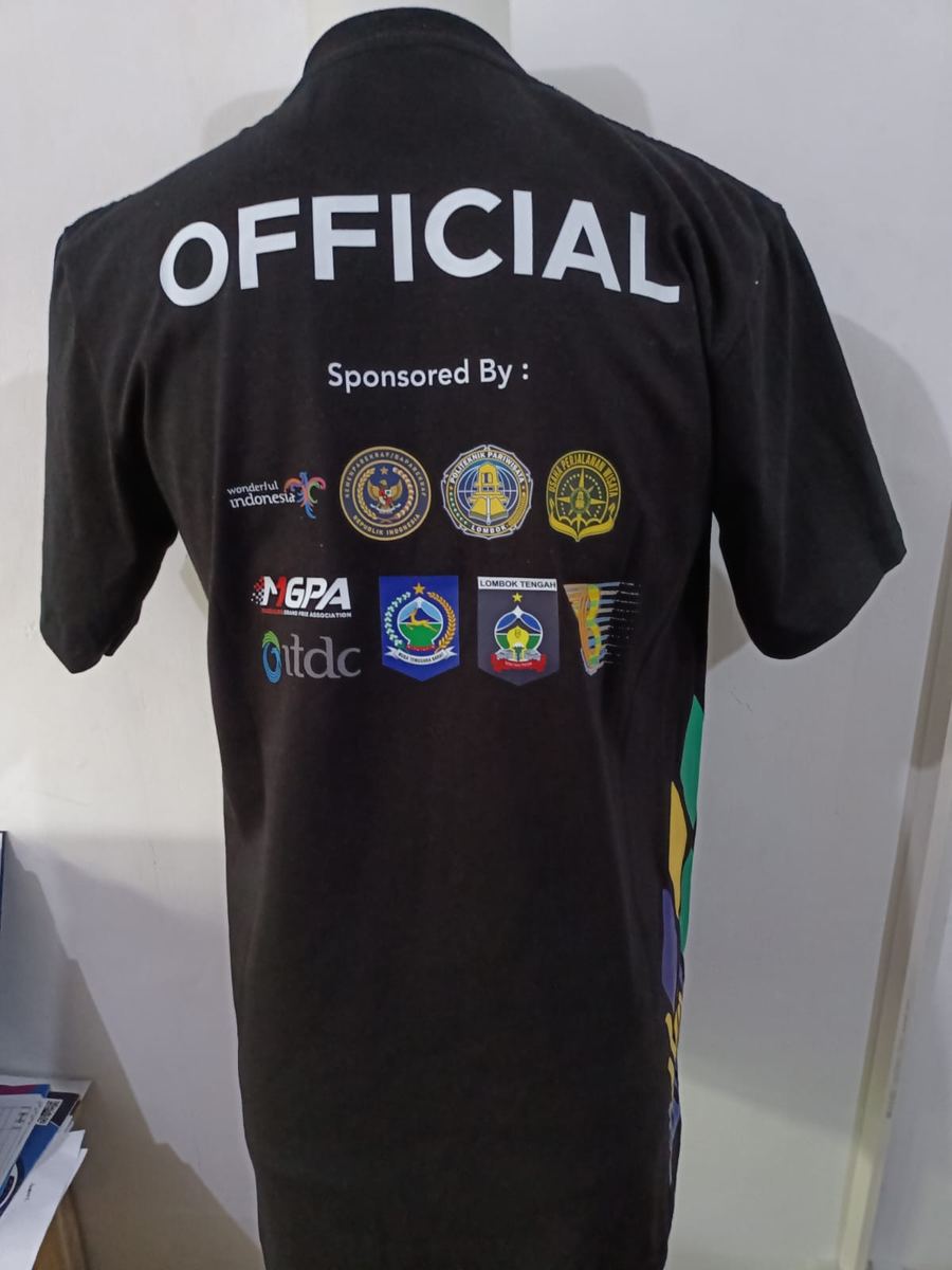 Kaos panitia official dengan sablon logo sponsor